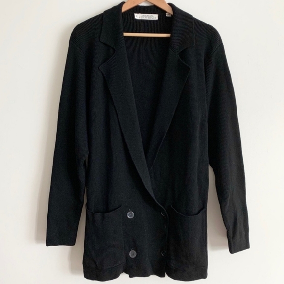 Vintage Ellen Tracy Black Double Breasted Cardigan - Picture 10 of 10